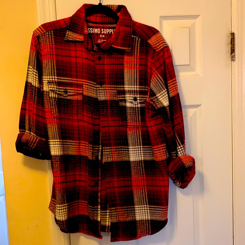 Plaid Button Down Red Gray And Black Massimo Supply